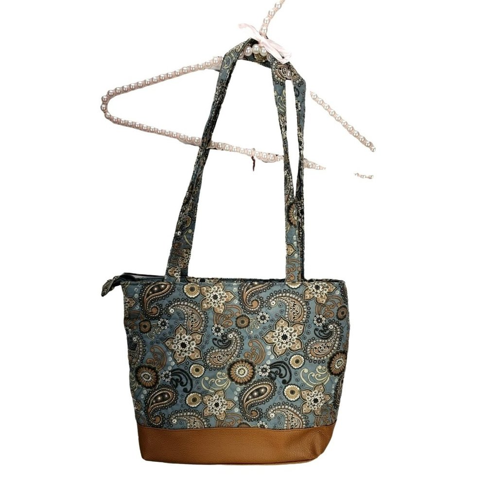 Stone New York Paisley Blue Brown quilted shoulder bag purse